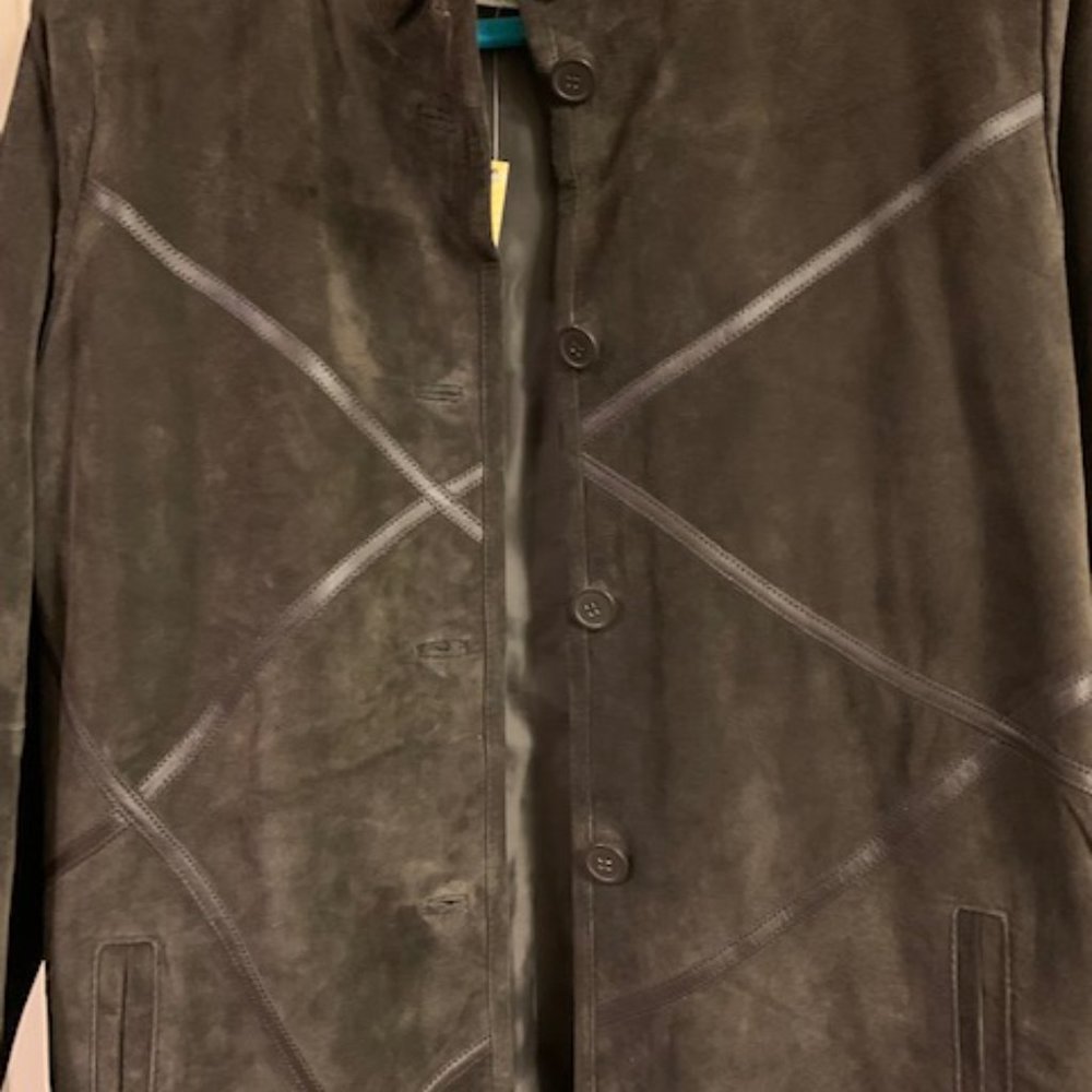 Linea by Louis Dell'Olio Size M Brown Lather and Suede jacket Zip Long Sleeve